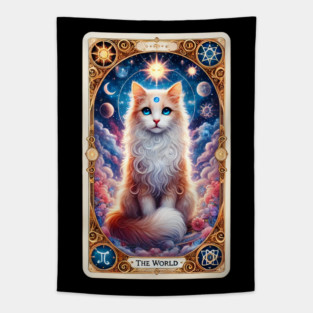 Celestial Cat Tarot – The World Card Fantasy Tapestry