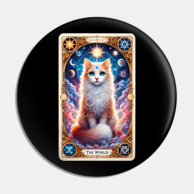 Celestial Cat Tarot – The World Card Fantasy Pin by Premachandra's Store