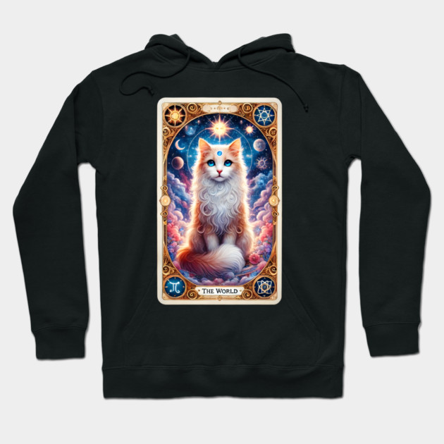 Celestial Cat Tarot – The World Card Fantasy Hoodie by Premachandra's Store