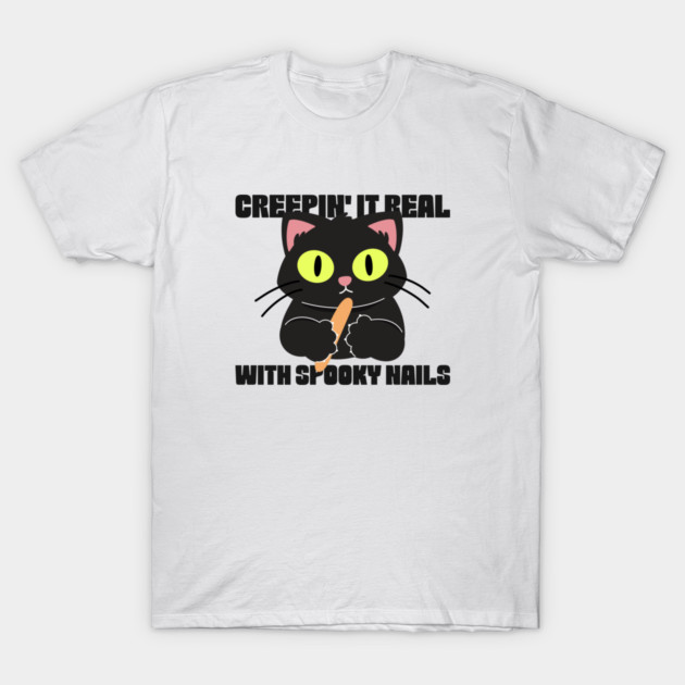 Creepin' It Real with Spooky Nails Halloween Nail Art T-Shirt by Lamount Tees