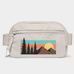 Retro Mountain Sunset Landscape – Vintage Nature Scene Bag