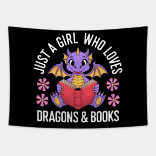 Just a Girl Who Loves Dragons & Books Tapestry