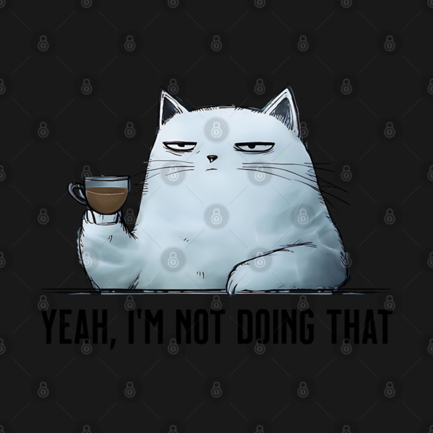 Sarcasticat says "Yeah, I'm not doing that" funny cat design by Luxinda