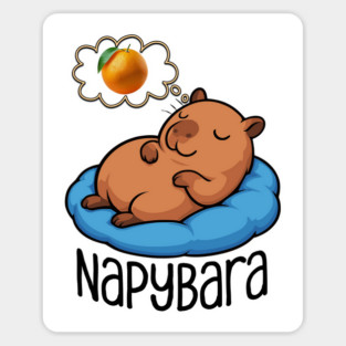 Happy Capybara Taking a Napybara, dreaming of Oranges Sticker