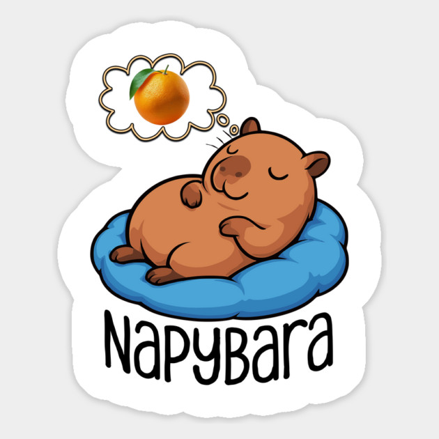 Happy Capybara Taking a Napybara, dreaming of Oranges Magnet by Luxinda