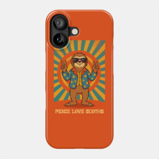 Groovy Peace, Love, and Sloth Vibes – Sloth with Shades and Peace Signs Phone Case