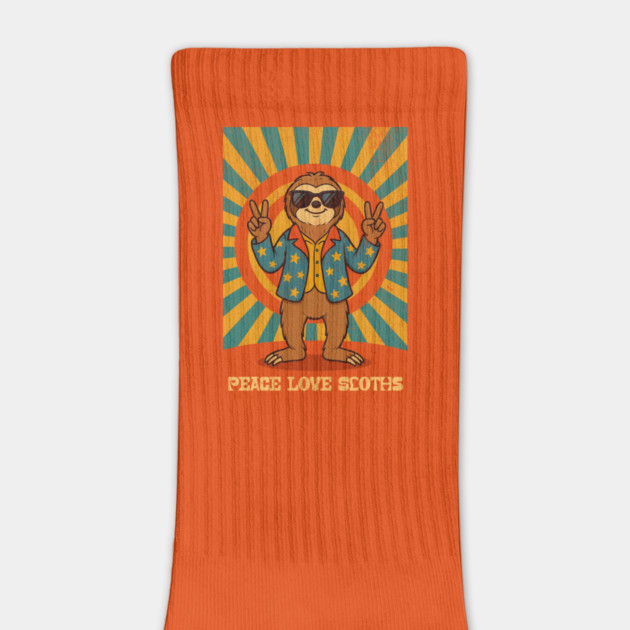 Groovy Peace, Love, and Sloth Vibes – Sloth with Shades and Peace Signs by DonWillisJrArt