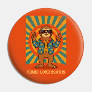 Groovy Peace, Love, and Sloth Vibes – Sloth with Shades and Peace Signs Pin