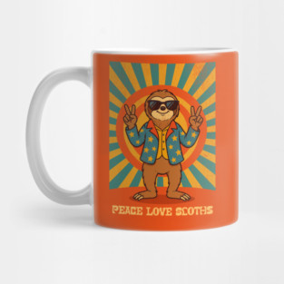 Groovy Peace, Love, and Sloth Vibes – Sloth with Shades and Peace Signs Mug