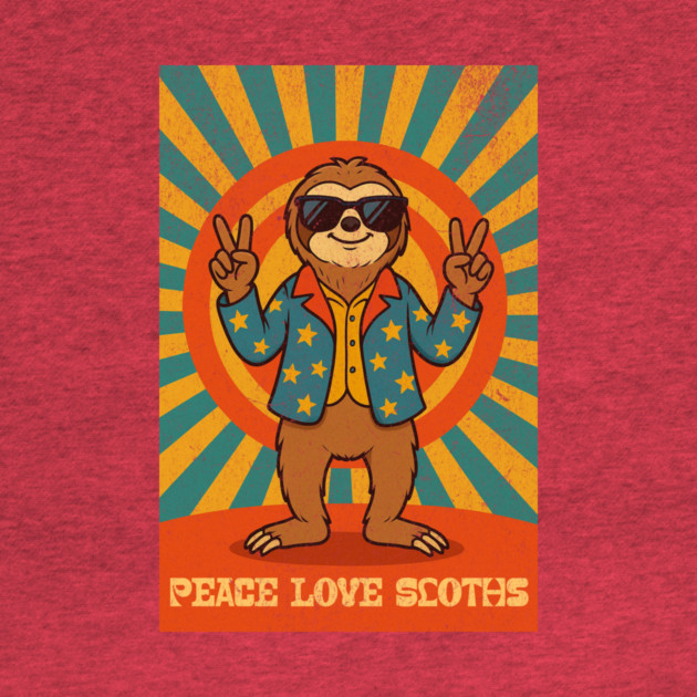 Groovy Peace, Love, and Sloth Vibes – Sloth with Shades and Peace Signs by DonWillisJrArt