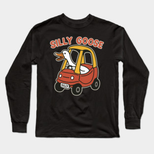 Silly Goose in a Cozy Coupe – Funny Cartoon Design Long Sleeve T-Shirt