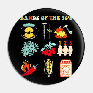 Bands Of The 90s - Funny Rebus Puzzle Pin