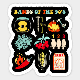Bands Of The 90s - Funny Rebus Puzzle Sticker