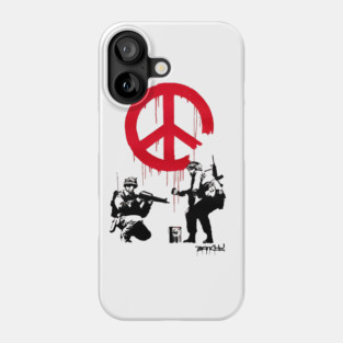 BANKSY Soldiers Painting Peace Sign Phone Case