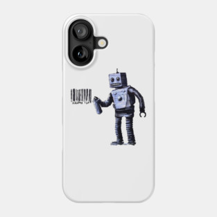 BANKSY Robot Spray Painting Barcode Phone Case