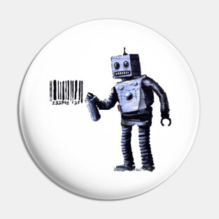 BANKSY Robot Spray Painting Barcode Pin