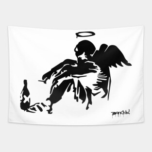BANKSY Drunken Angel Tapestry