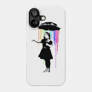 Banksy Rainbow Rain Umbrella Girl Phone Case