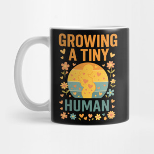 Growing A Tiny Human – Funny Retro Pregnancy Mom Design Mug