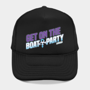 Get On The Boat Party London Silver Purple Text Hat