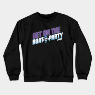 Get On The Boat Party London Silver Purple Text Crewneck Sweatshirt