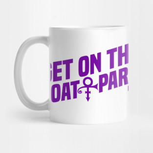 Get On The Boat Party London Silver Full Purple Text T-Shirt Mug