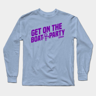 Get On The Boat Party London Silver Full Purple Text T-Shirt Long Sleeve T-Shirt