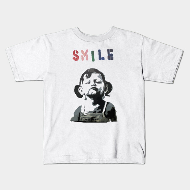 BANKSY SMILE Girl Kids T-Shirt by inkstyl