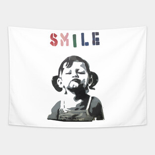 BANKSY SMILE Girl Tapestry