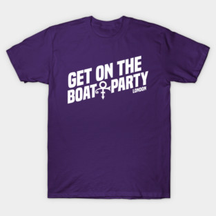 Get On The Boat Party London Pure White Text T-Shirt