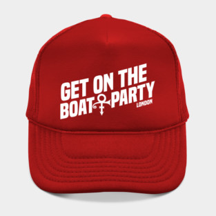 Get On The Boat Party London Pure White Text Hat