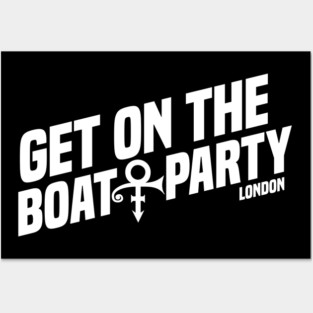 Get On The Boat Party London Pure White Text Posters and Art