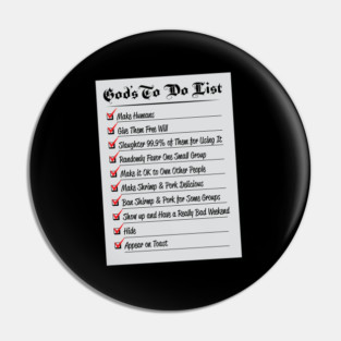 Freethinking Humor God's To-Do List Pin