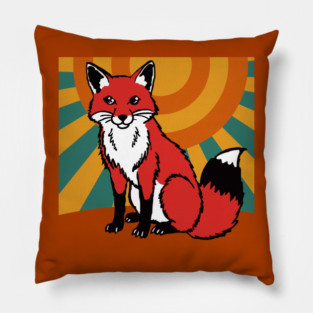 Retro Sunshine Fox – Groovy Woodland Vibes Pillow
