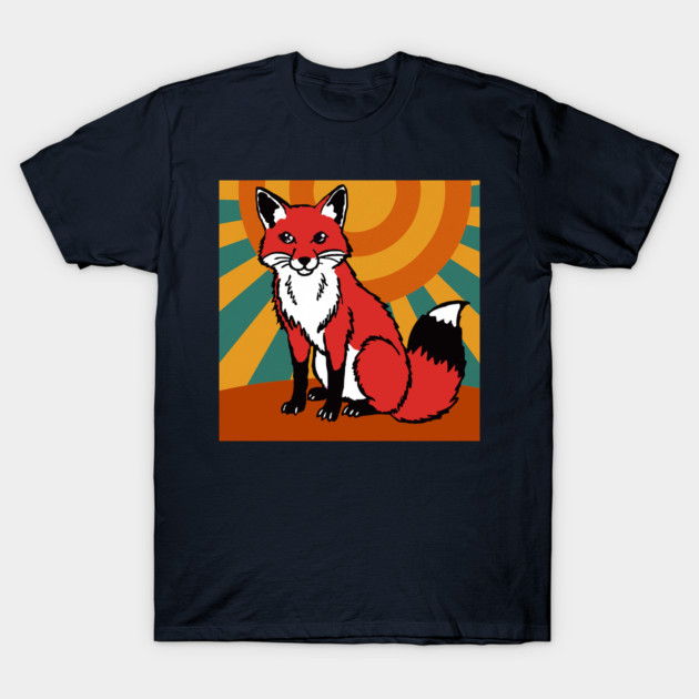 Retro Sunshine Fox – Groovy Woodland Vibes T-Shirt by DonWillisJrArt