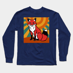 Retro Sunshine Fox – Groovy Woodland Vibes Long Sleeve T-Shirt