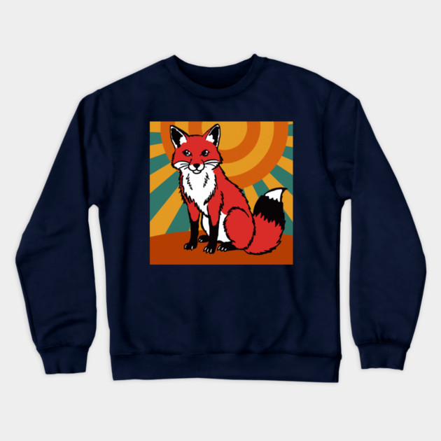 Retro Sunshine Fox – Groovy Woodland Vibes Crewneck Sweatshirt by DonWillisJrArt