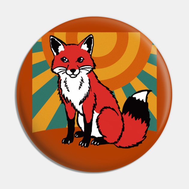 Retro Sunshine Fox – Groovy Woodland Vibes Pin by DonWillisJrArt