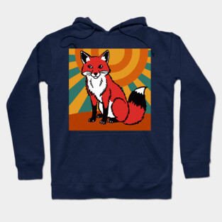 Retro Sunshine Fox – Groovy Woodland Vibes Hoodie