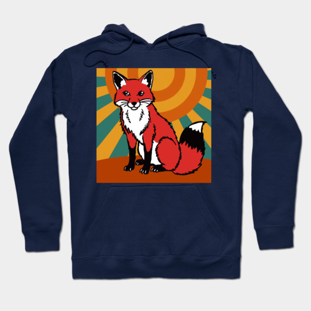 Retro Sunshine Fox – Groovy Woodland Vibes Hoodie by DonWillisJrArt