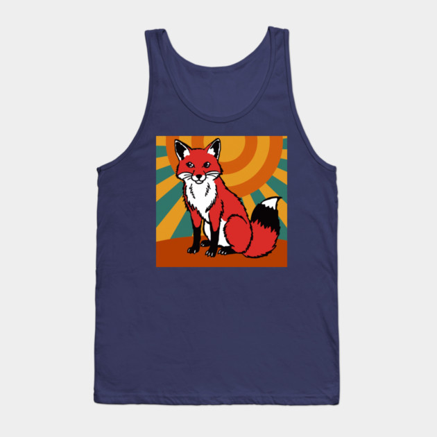 Retro Sunshine Fox – Groovy Woodland Vibes Tank Top by DonWillisJrArt