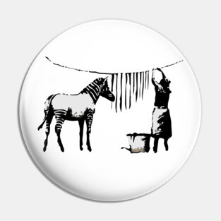 BANKSY Washing Zebra Stripes Pin