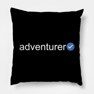 Verified Adventurer (White Text) Pillow