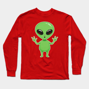 Alien Peace Tee - Greetings From Outer Weird Long Sleeve T-Shirt
