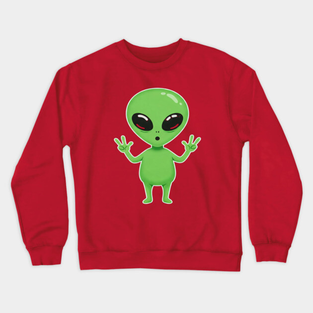 Alien Peace Tee - Greetings From Outer Weird Crewneck Sweatshirt by OUTFITPAW