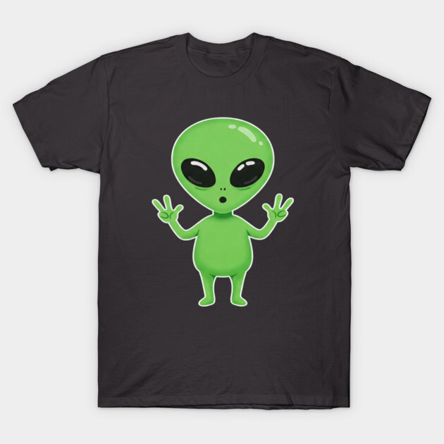 Alien Peace Tee - Greetings From Outer Weird T-Shirt by OUTFITPAW