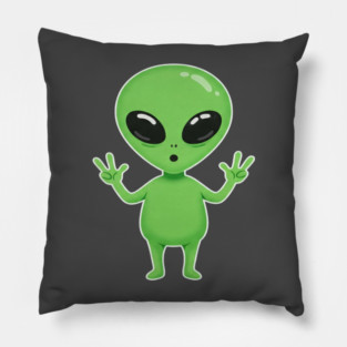Alien Peace Tee - Greetings From Outer Weird Pillow