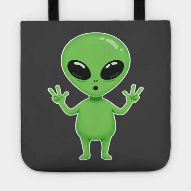 Alien Peace Tee - Greetings From Outer Weird Tote by OUTFITPAW
