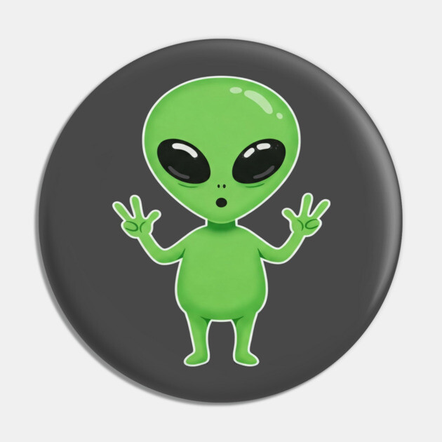 Alien Peace Tee - Greetings From Outer Weird Pin by OUTFITPAW