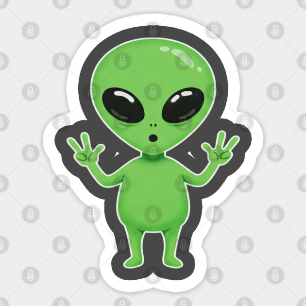 Alien Peace Tee - Greetings From Outer Weird Sticker by OUTFITPAW